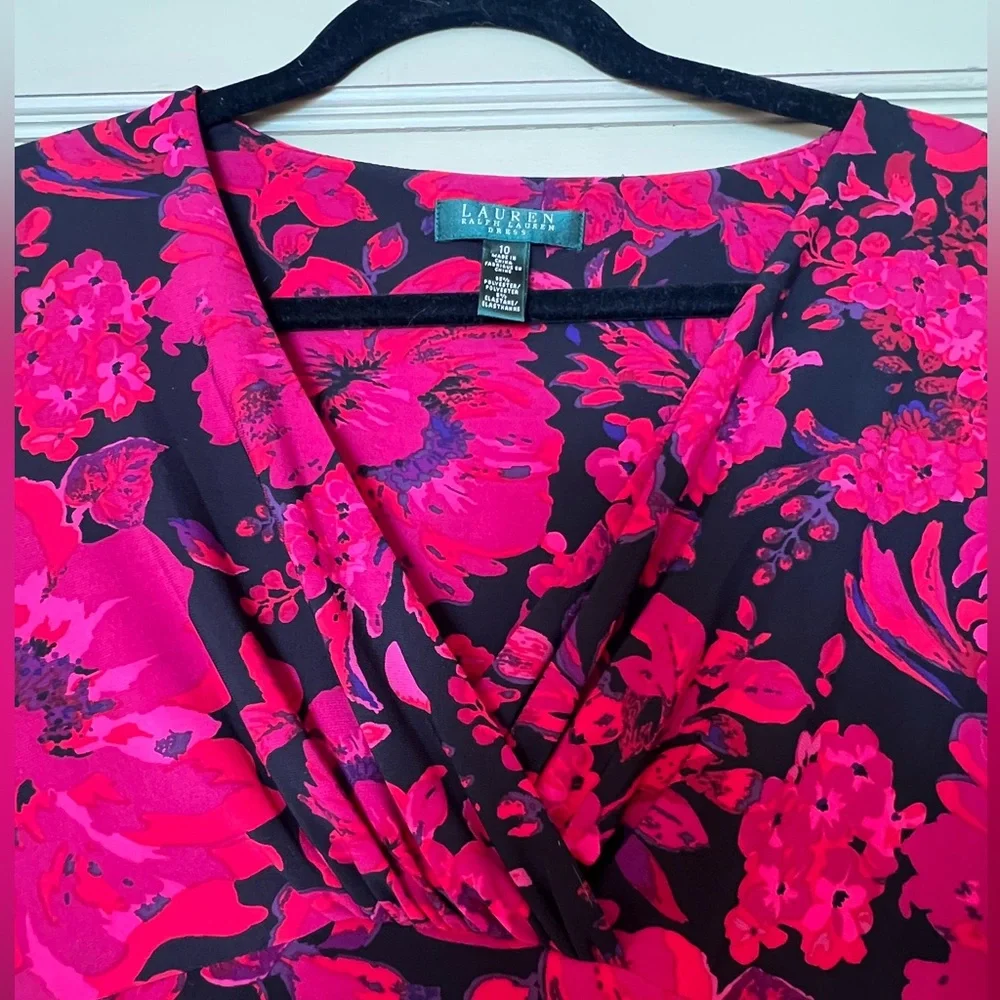 Women’s size 10 Lauren Ralph Lauren capped Sleeveless Floral Dress flowers wrap - Picture 13 of 15